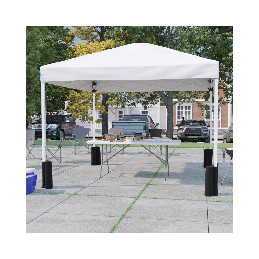 Flash Furniture Harris White Canopy & Folding Table JJ-GZ10PKG183Z-WH-GG