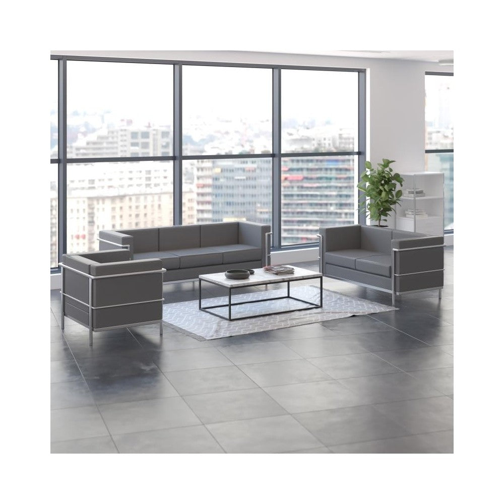 Flash Furniture HERCULES Regal Gray Leather Reception Set ZB-REGAL-810-SET-GY-GG