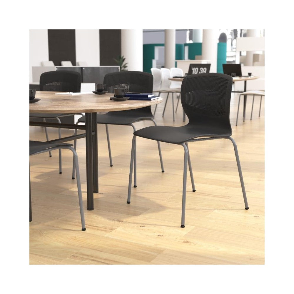 Flash Furniture HERCULES Series Black Plastic Stacking Chair RUT-NC618-BK-GG