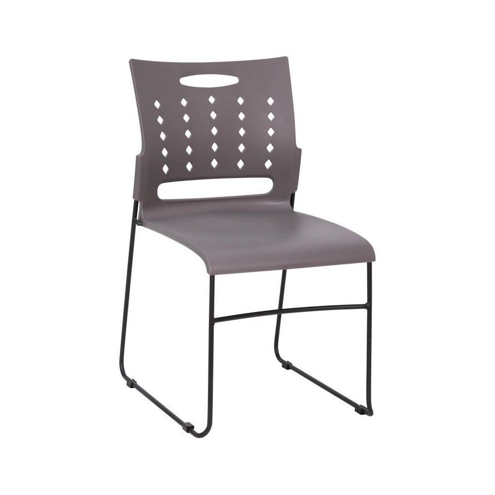 Flash Furniture HERCULES Series Gray Plastic Stack Chair RUT-2-GY-BK-GG