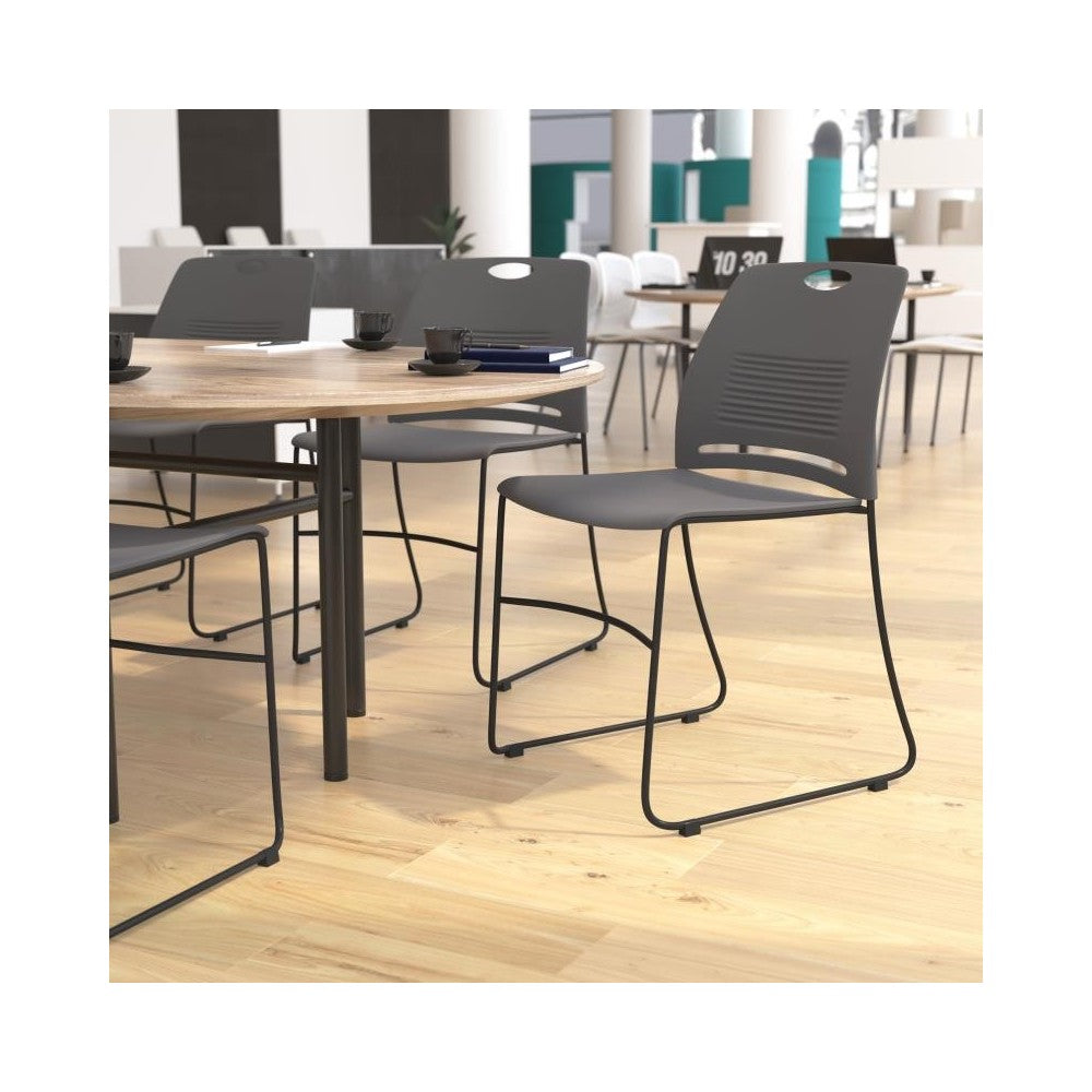 Flash Furniture HERCULES Series Gray Sled Base Stack Chair RUT-NC499A-GY-GG