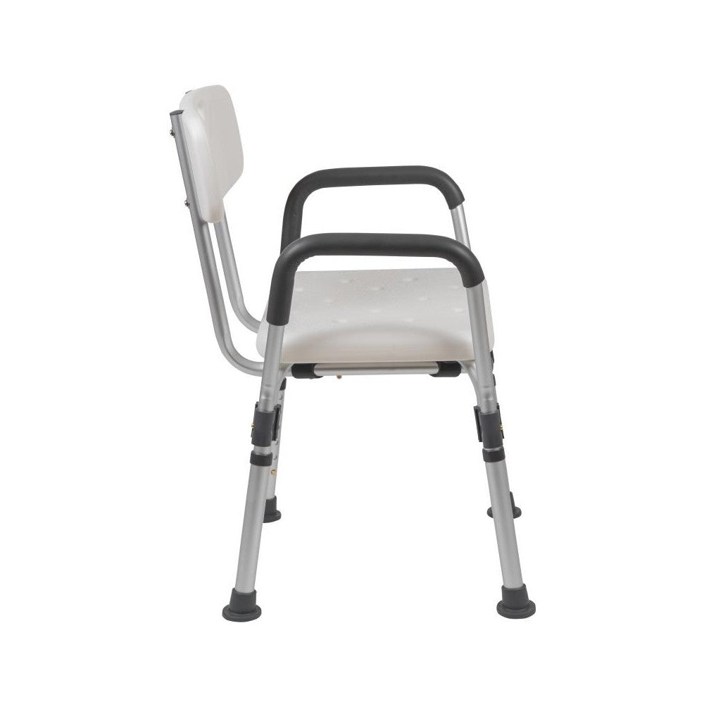 Flash Furniture HERCULES White Adjustable Bath Chair DC-HY3520L-WH-GG