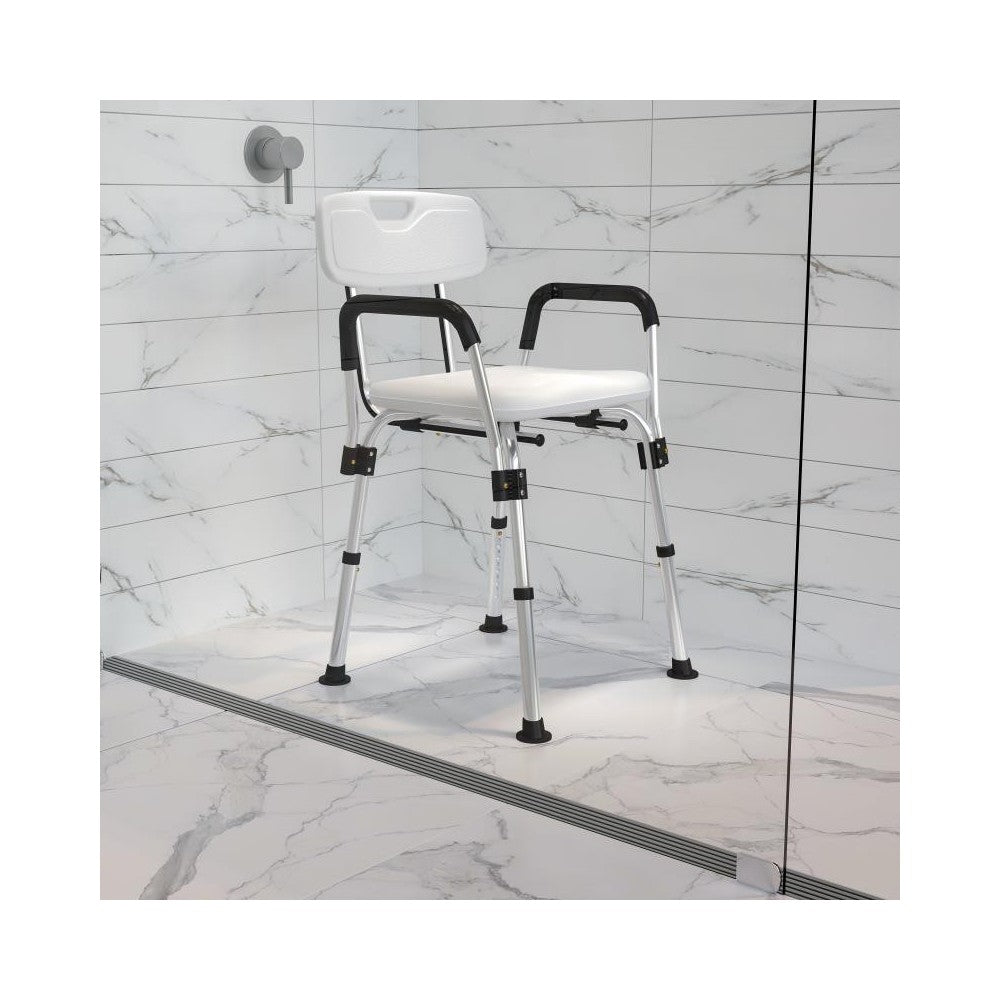 Flash Furniture HERCULES White Adjustable Bath Chair DC-HY3520L-WH-GG