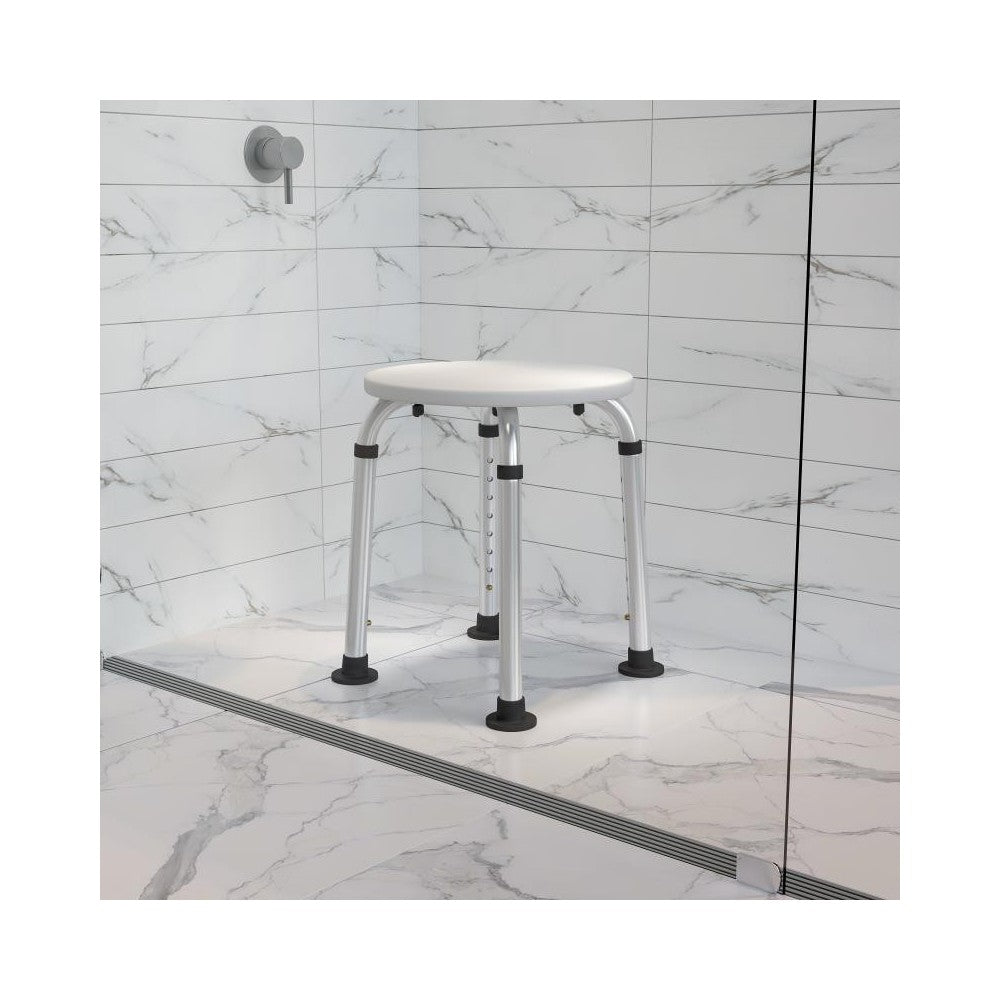 Flash Furniture HERCULES White Bath & Shower Stool DC-HY3400L-WH-GG
