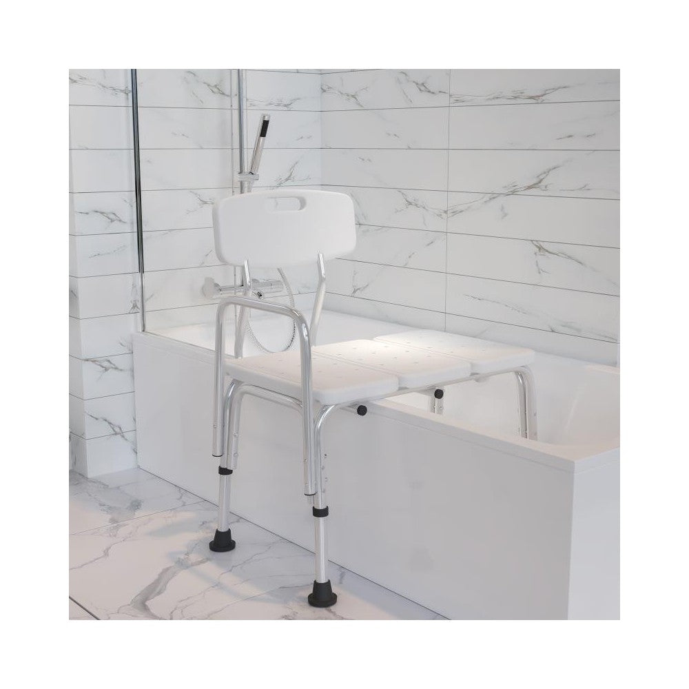 Flash Furniture HERCULES White Bath Transfer Bench DC-HY3510L-WH-GG