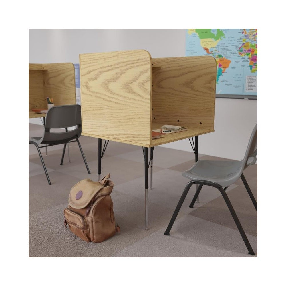 Flash Furniture Justin Oak Adjustable Study Carrel MT-M6221-SGLSC-OAK-GG