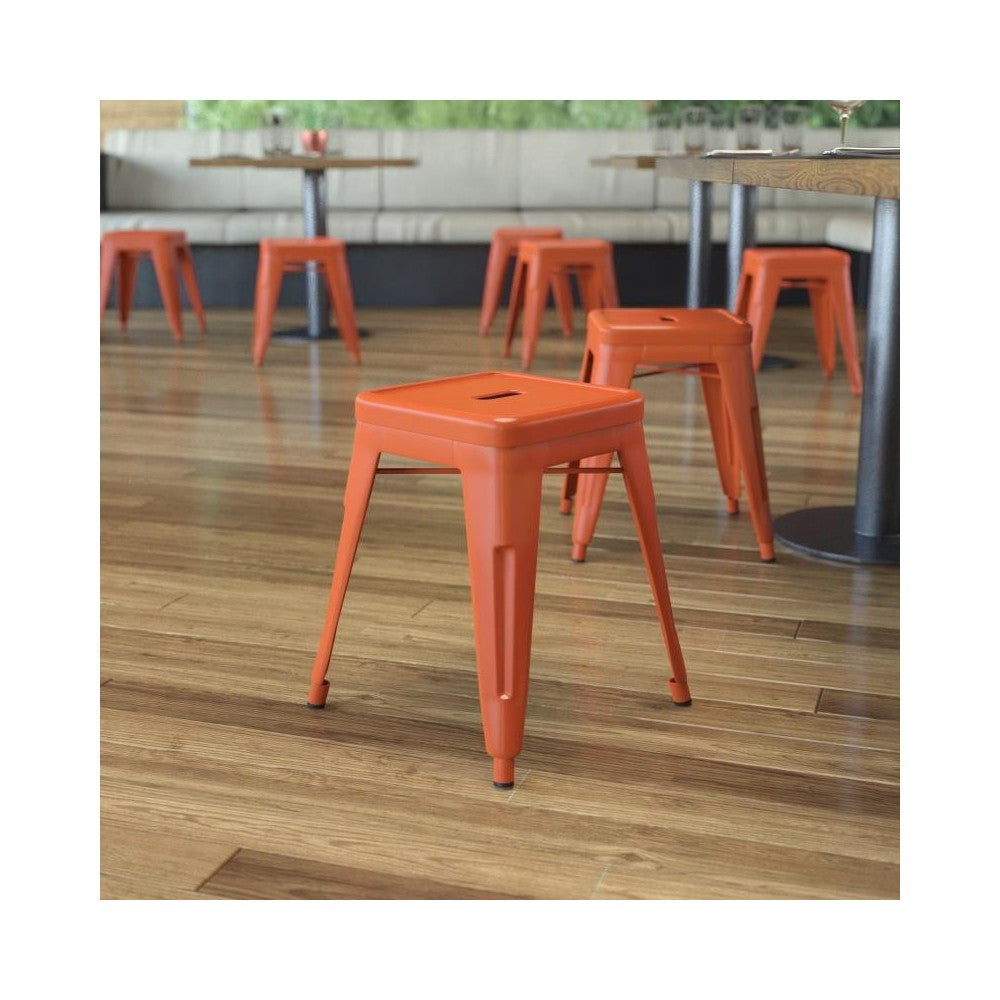Flash Furniture Kai 4 Pack Orange Metal Stool ET-BT3503-18-ORG-GG