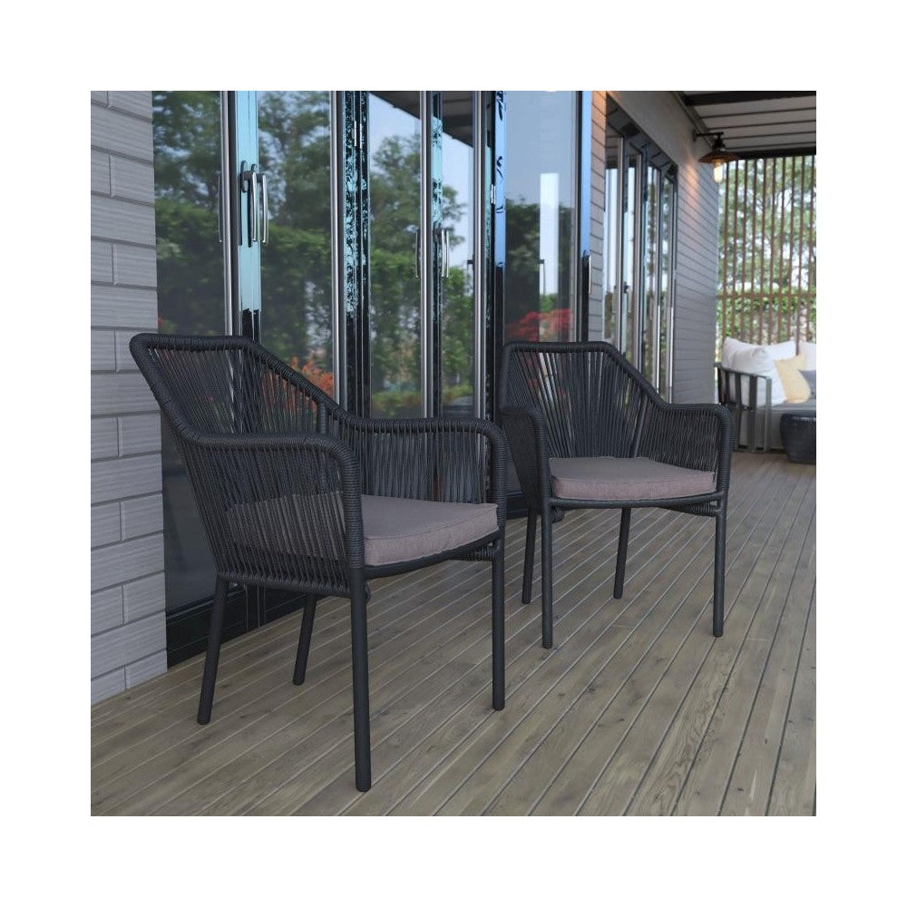 Flash Furniture Kallie Set of 2 Black Patio Chair SDA-AD892006-BK-2-GG