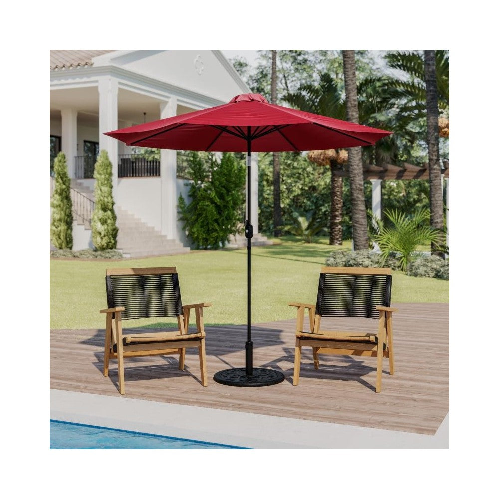 Flash Furniture Kona Red Umbrella & Black Base Set GM-402003-UB19B-RED-GG