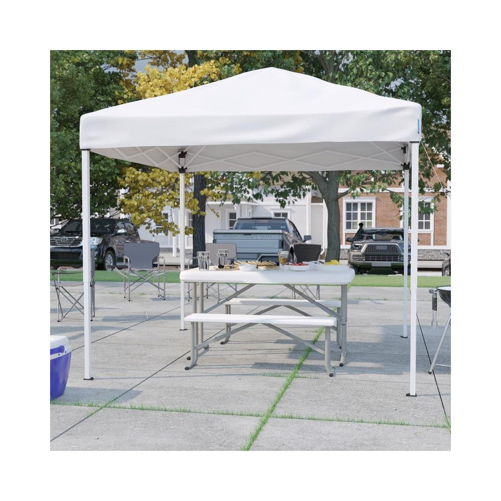 Flash Furniture Kramer Canopy Tent & Folding Bench JJ-GZ88103-WH-GG