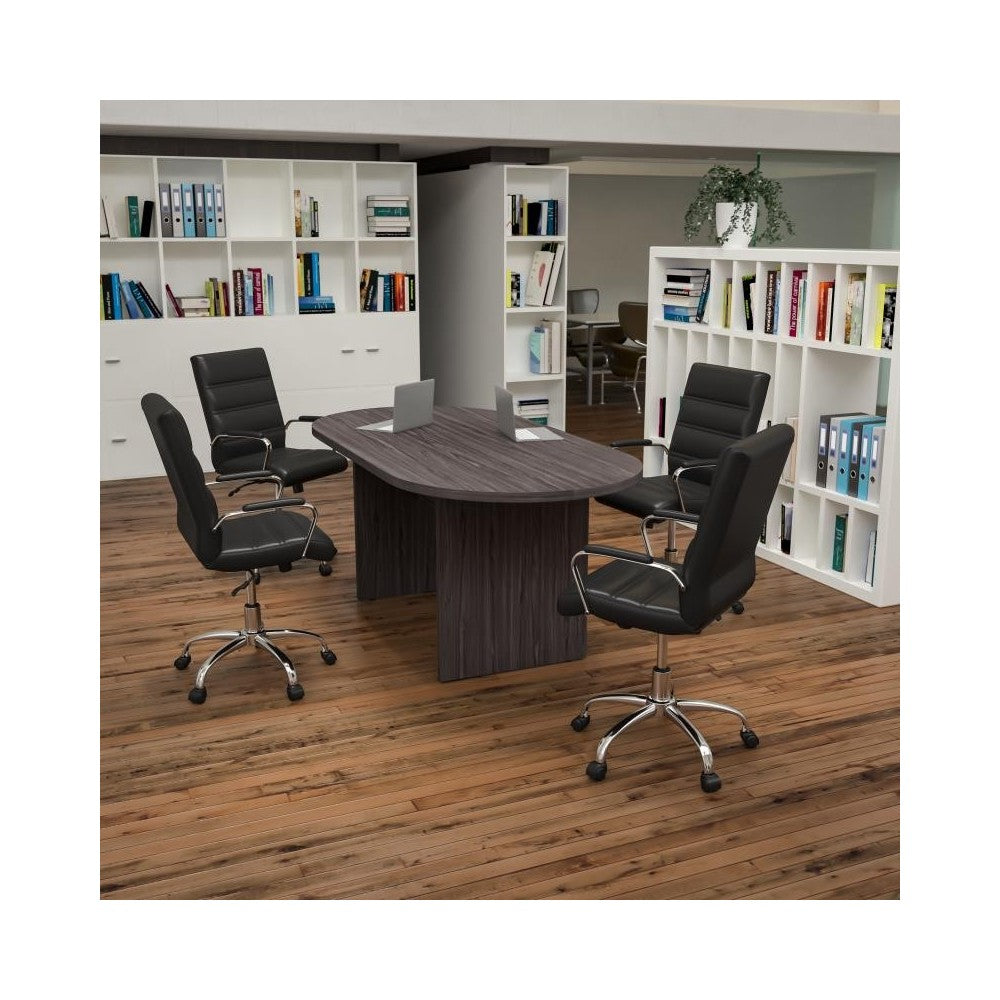 Flash Furniture Lake Gray Oval Conference Set BLN-6GCGRY2286-BK-GG
