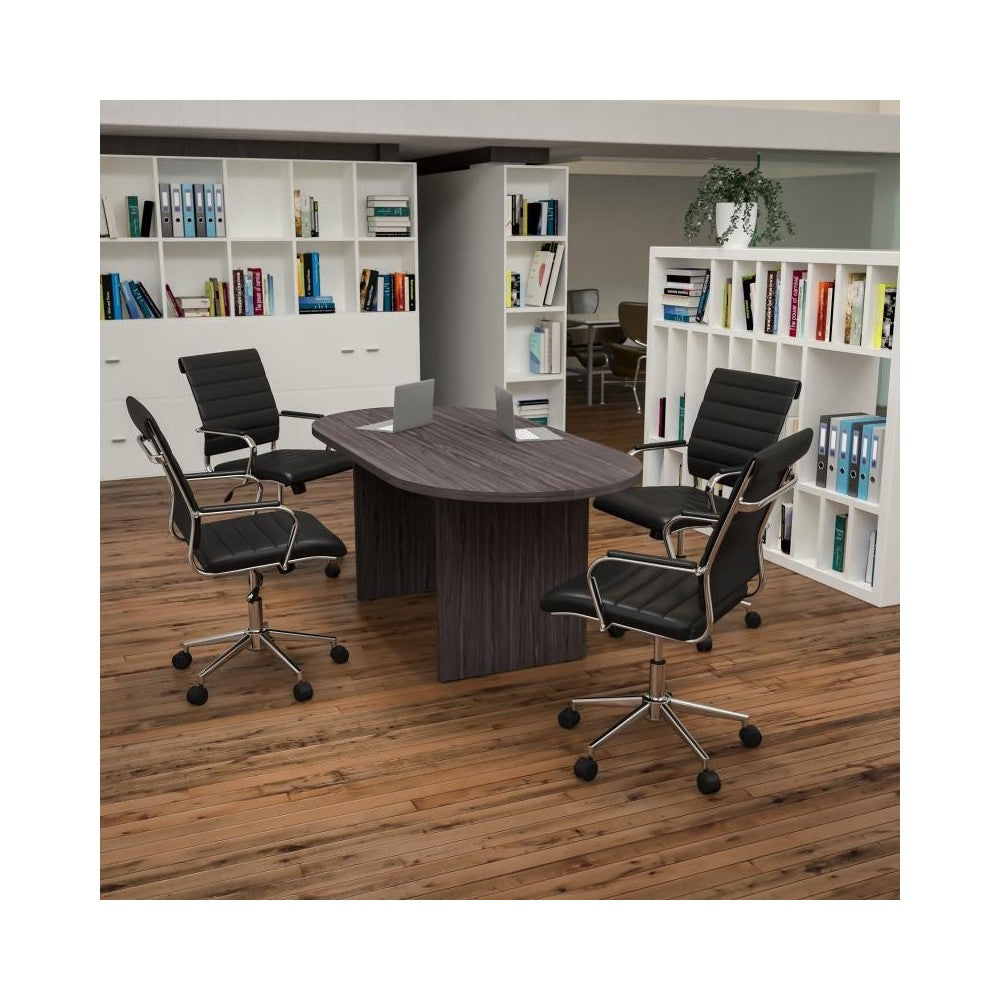Flash Furniture Lake Gray Oval Conference Set BLN-6GCGRY595M-BK-GG