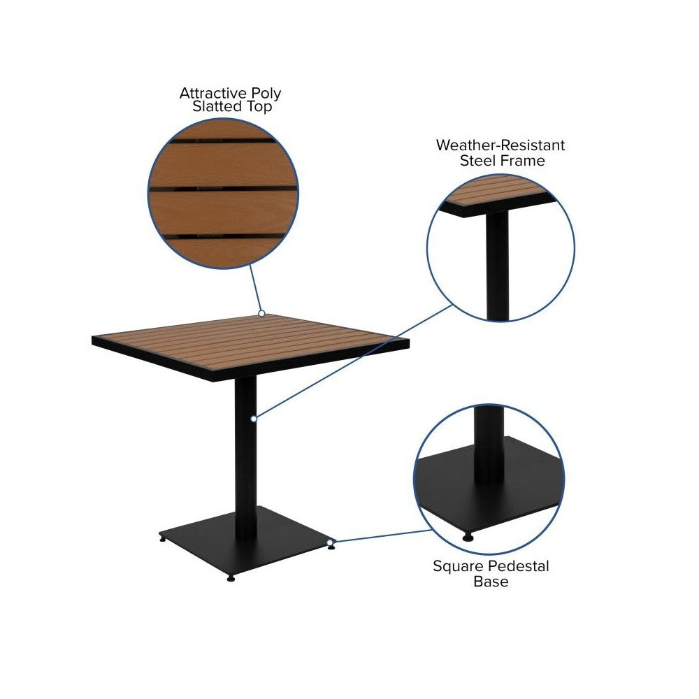 Flash Furniture Lark 3 PC Faux Teak Patio Table Set XU-DG-104560062-GG