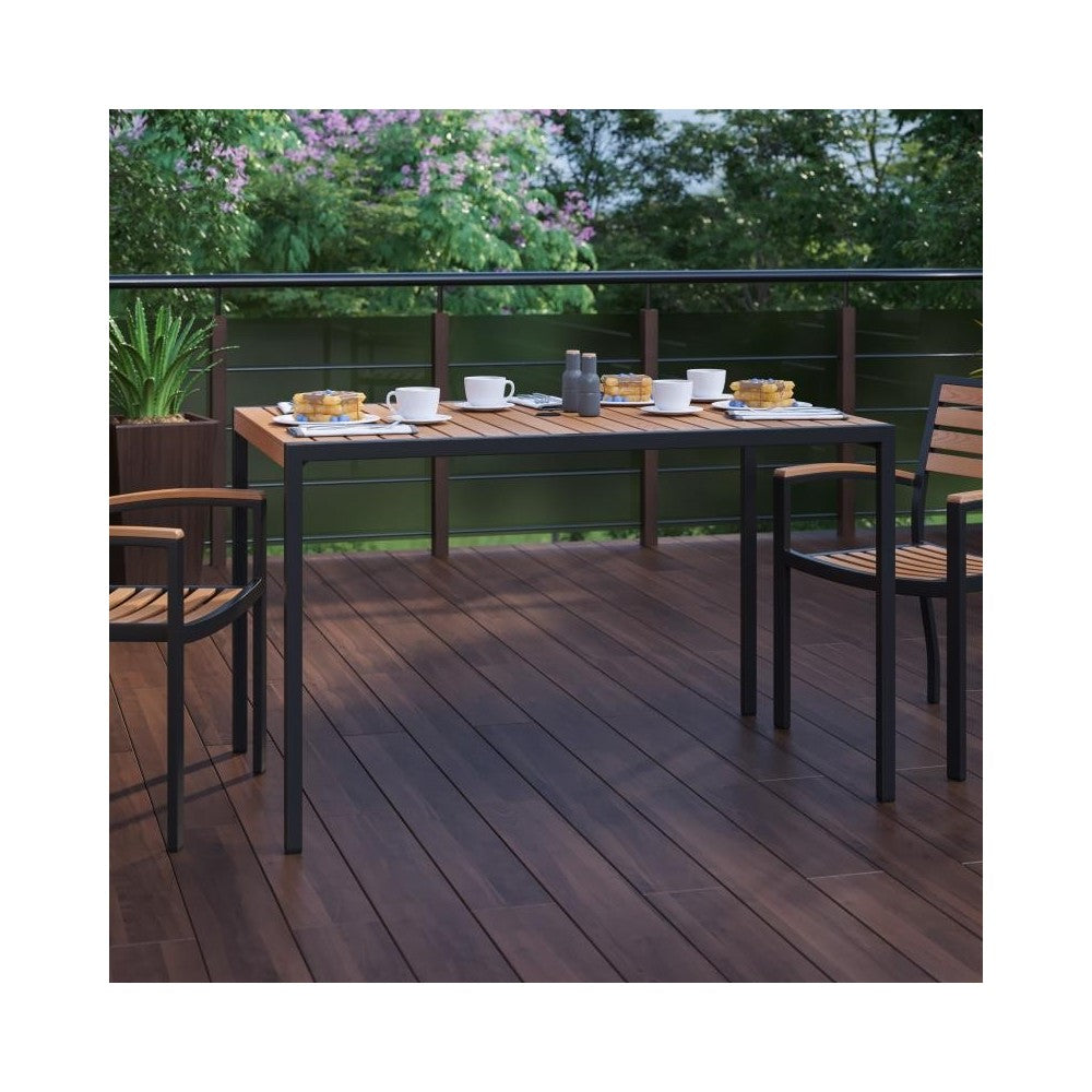 Flash Furniture Lark 30"x 48" Faux Teak Patio Table XU-DG-UH3048-GG