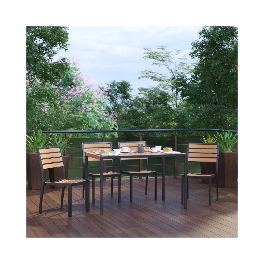 Flash Furniture Lark Faux Teak Patio Table-4 Chair XU-DG-304860364-GG