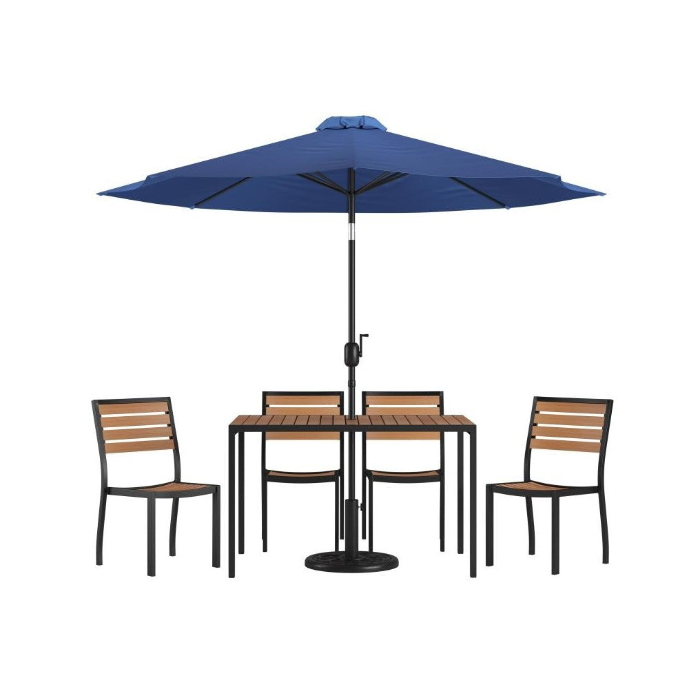 Flash Furniture Lark Faux Teak Patio Table & Chair XU-DG-304860364-UB19BNV-GG