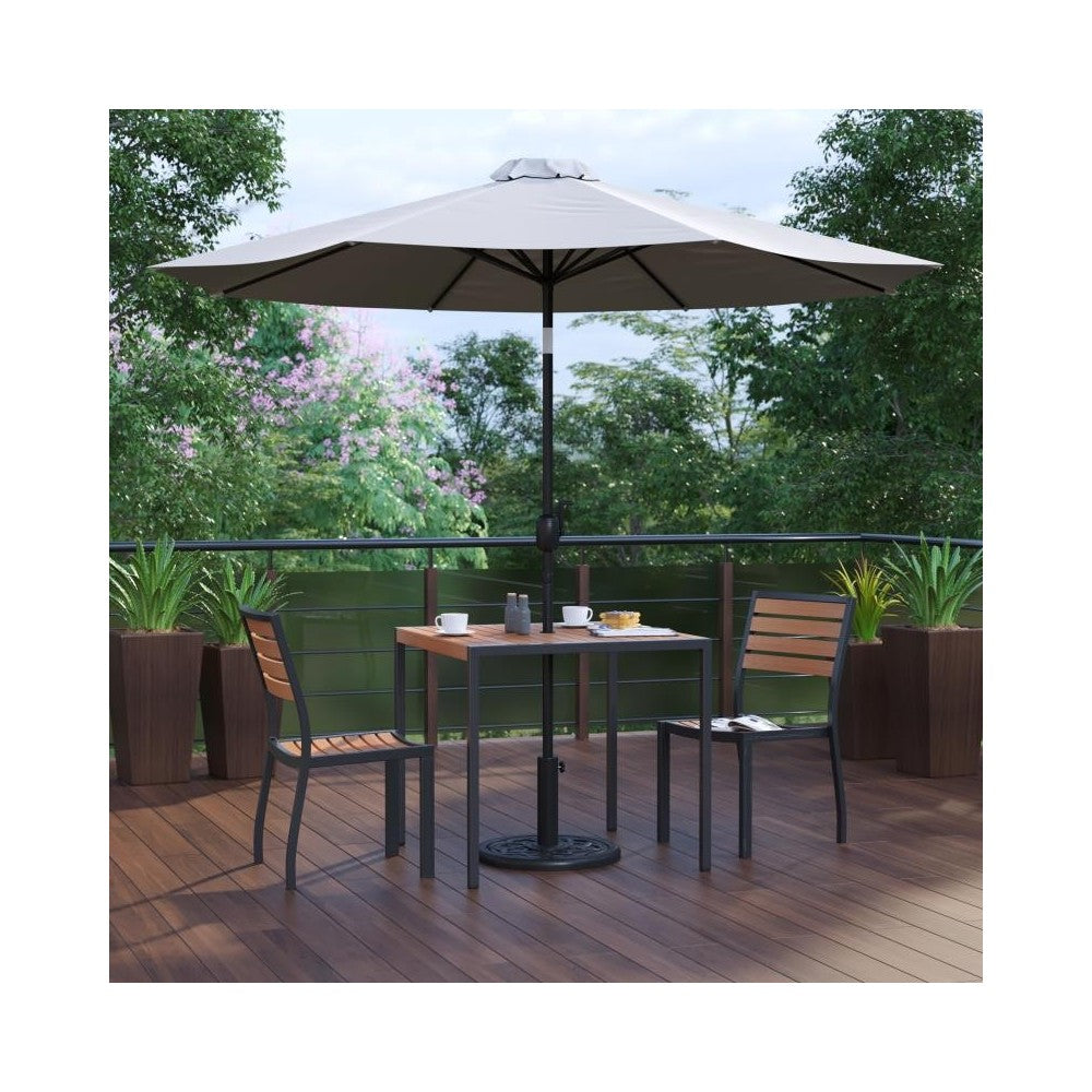 Flash Furniture Lark Faux Teak Patio Table & Chair XU-DG-810060362-UB19BGY-GG