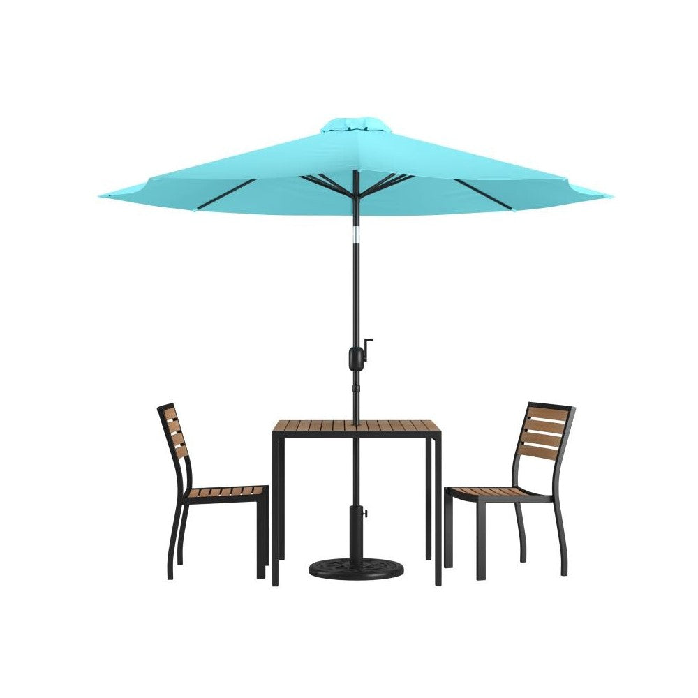Flash Furniture Lark Faux Teak Patio Table & Chair XU-DG-810060362-UB19BTL-GG