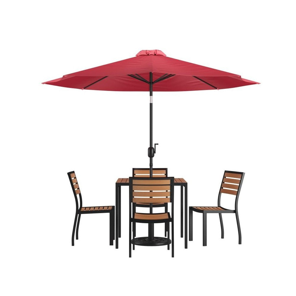 Flash Furniture Lark Faux Teak Patio Table & Chair XU-DG-810060364-UB19BRD-GG