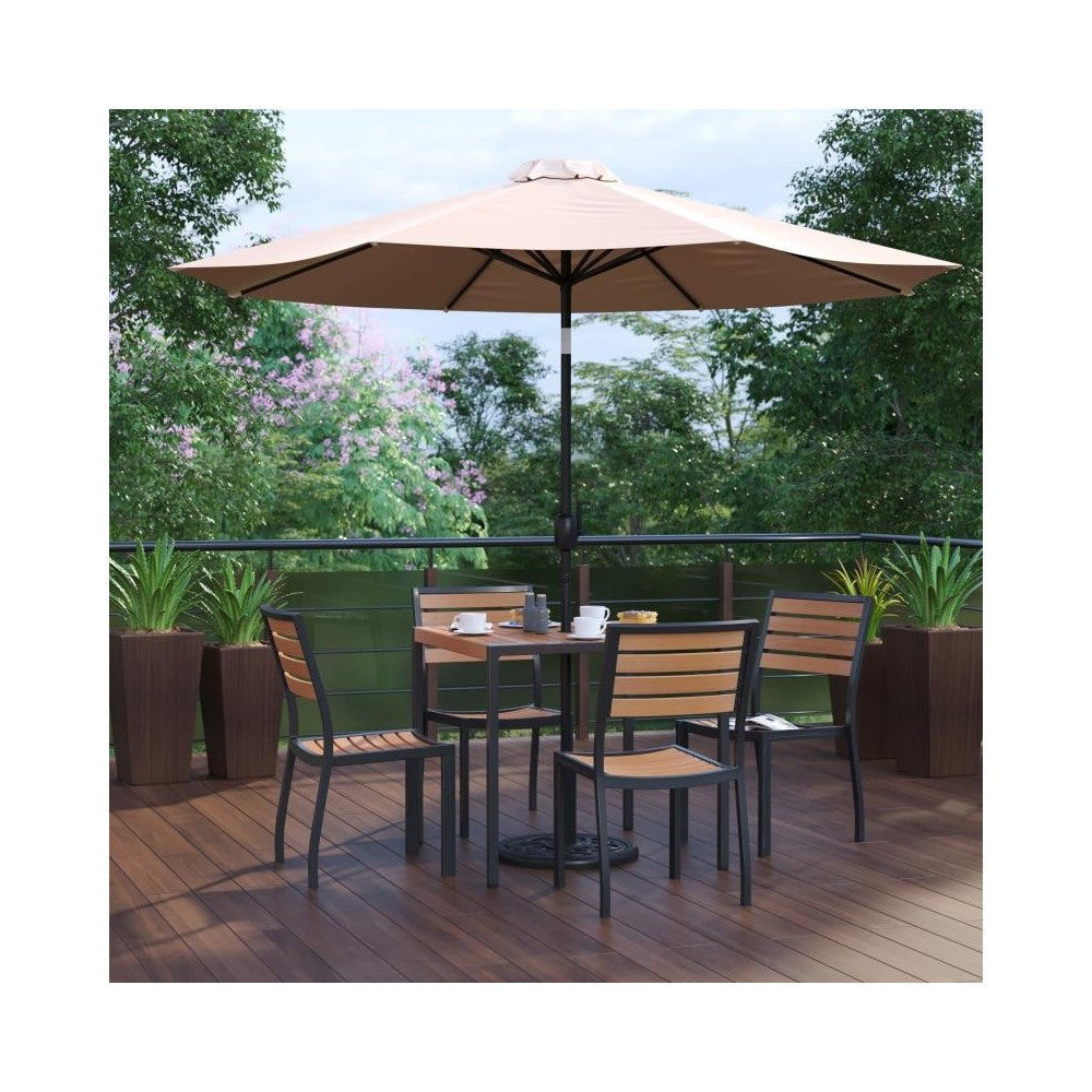 Flash Furniture Lark Faux Teak Patio Table & Chair XU-DG-810060364-UB19BTN-GG