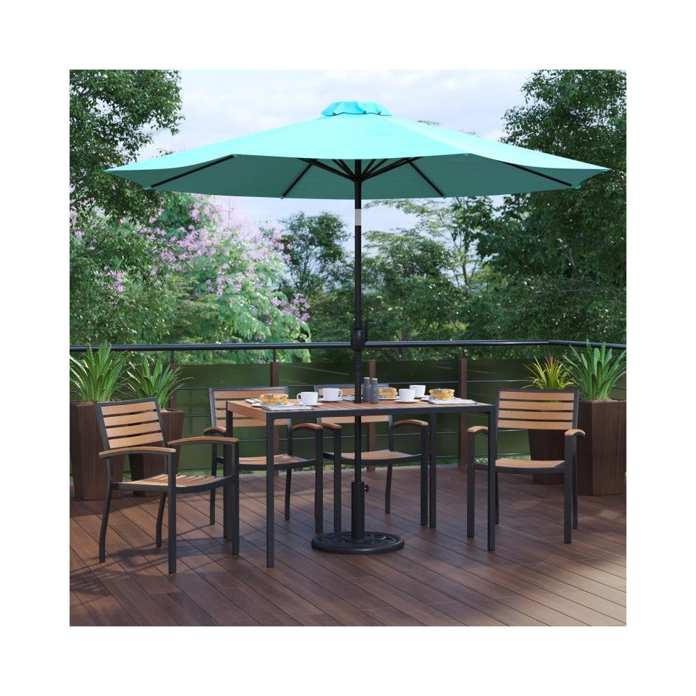 Flash Furniture Lark Table-4 Chair-Umbrella & Base XU-DG-304860064-UB19BTL-GG
