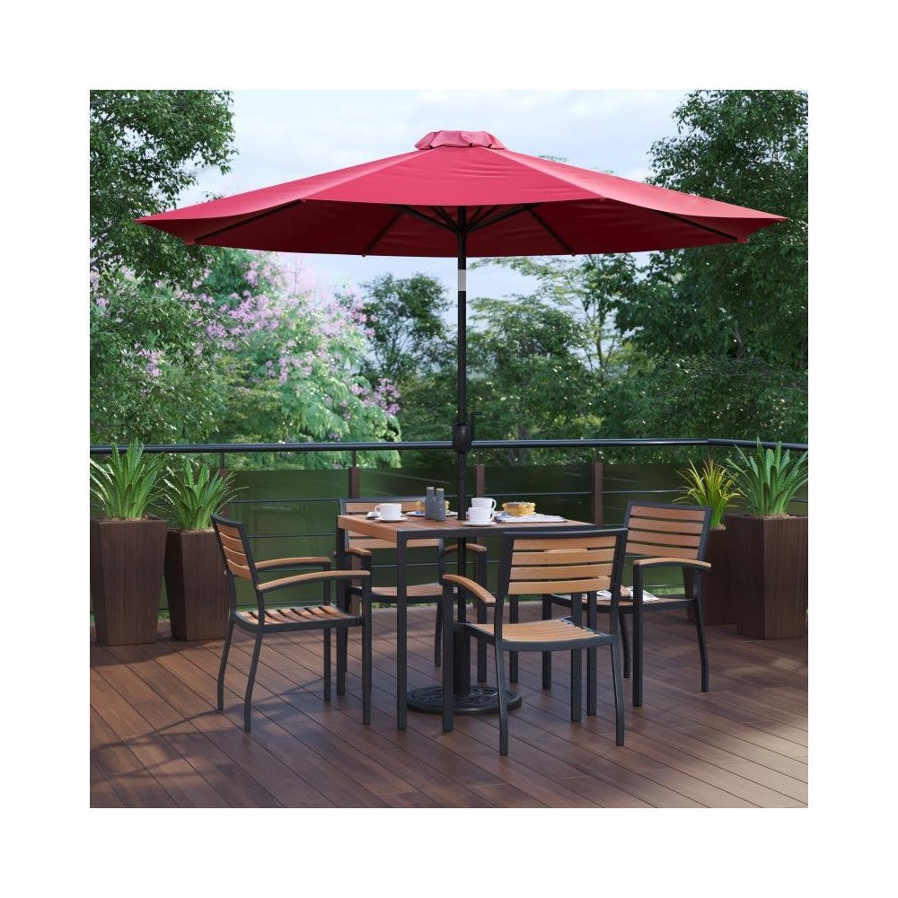 Flash Furniture Lark Table-4 Chair-Umbrella & Base XU-DG-810060064-UB19BRD-GG