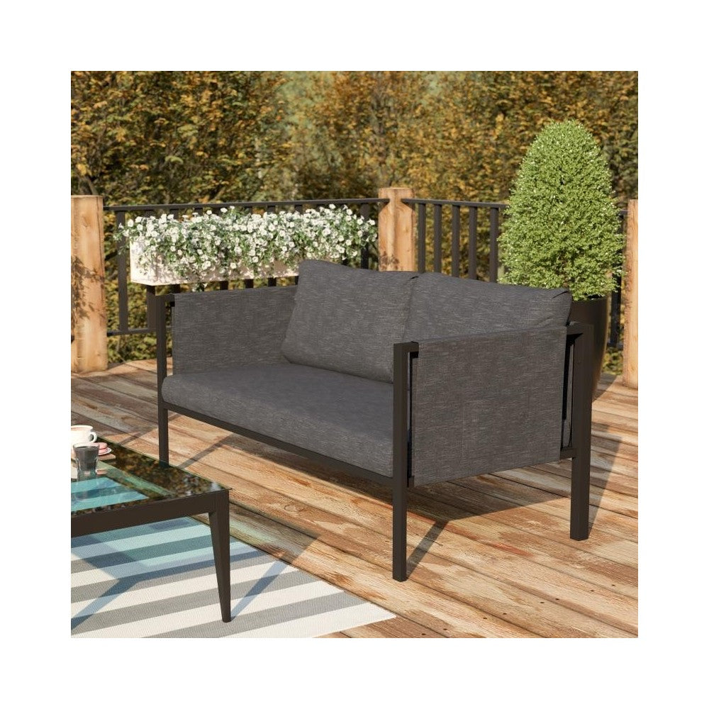 Flash Furniture Lea Black Loveseat with Cushions GM-201108-2S-CH-GG