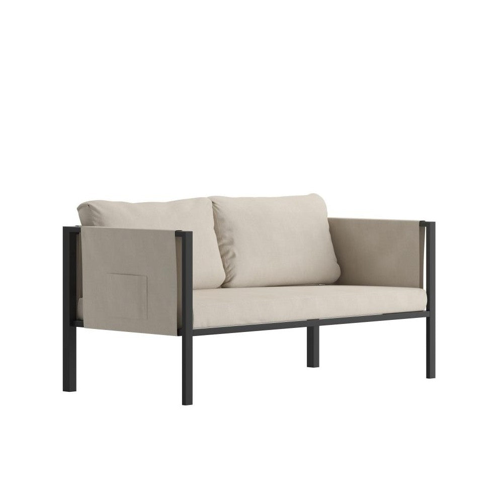 Flash Furniture Lea Black Loveseat with Cushions GM-201108-2S-GY-GG