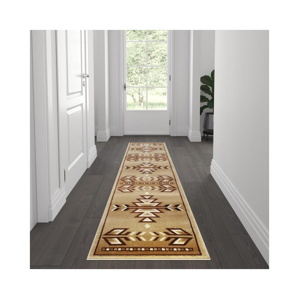 Flash Furniture Lodi Collection Brown 2x7 Southwest Area Rug OKR-RG1113-27-BG-GG