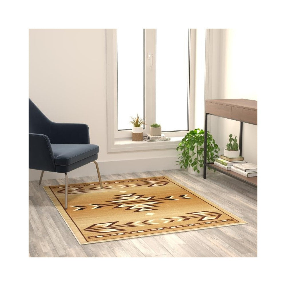 Flash Furniture Lodi Collection Brown 4x5 Southwest Area Rug OKR-RG1113-45-BG-GG