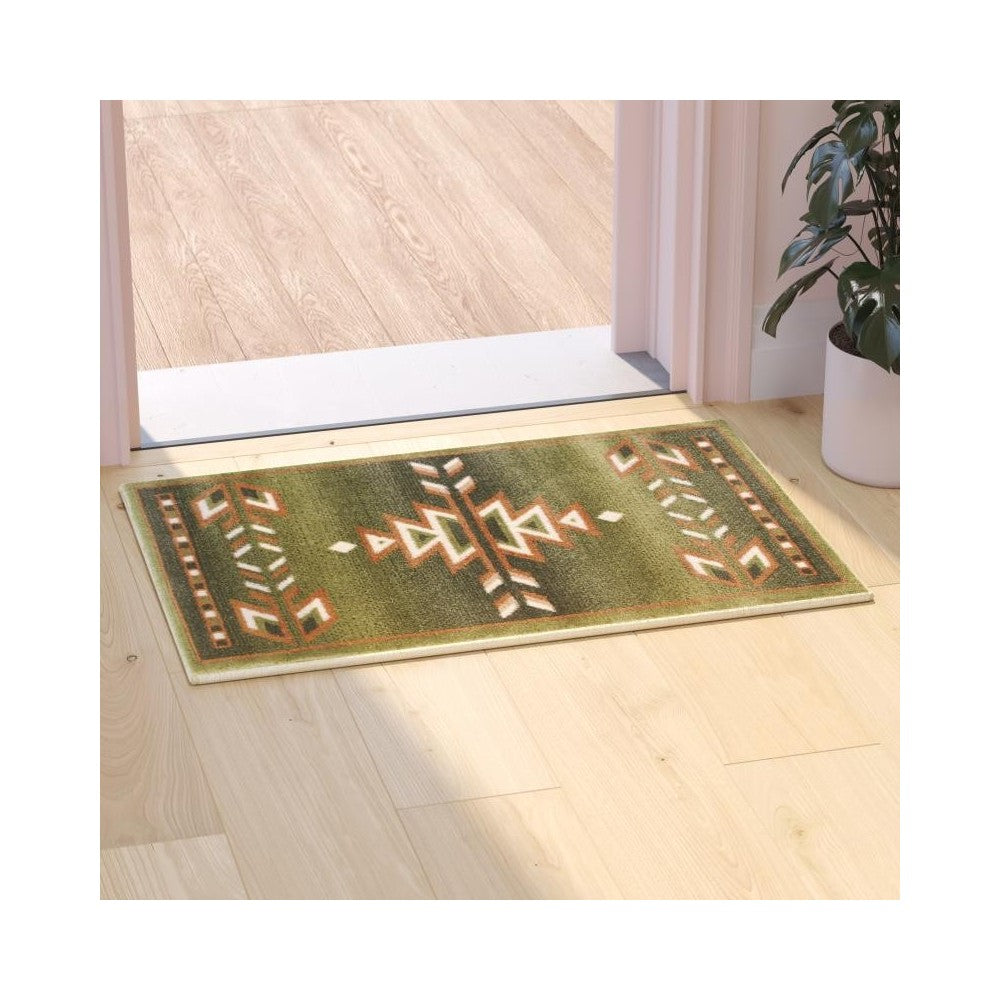 Flash Furniture Lodi Collection Green 2x3 Southwest Area Rug OKR-RG1113-23-GN-GG
