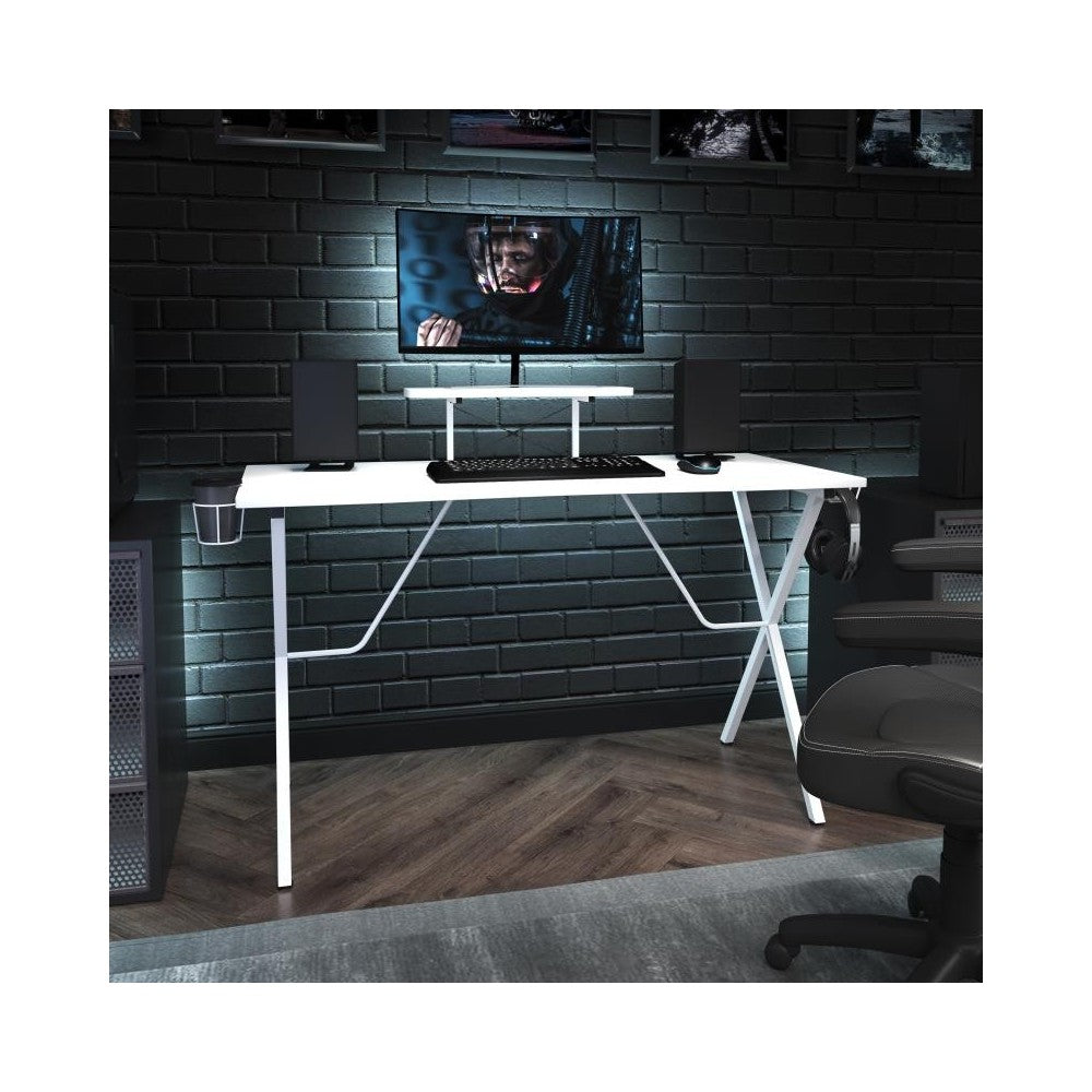 Flash Furniture Mallot White Platform Gaming Desk NAN-RS-G1031-WH-GG