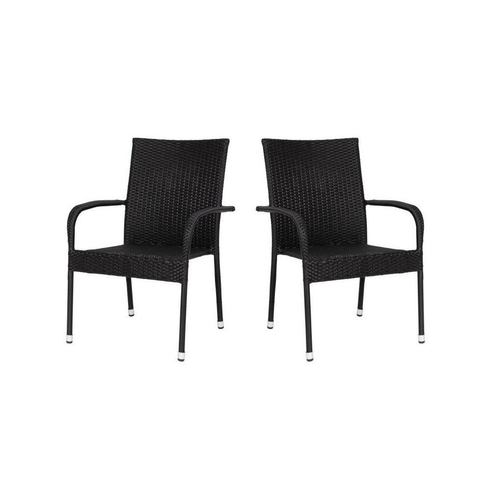 Flash Furniture Maxim 2PK Black Patio ArmChair 2-TW-3WBE073-BK-GG