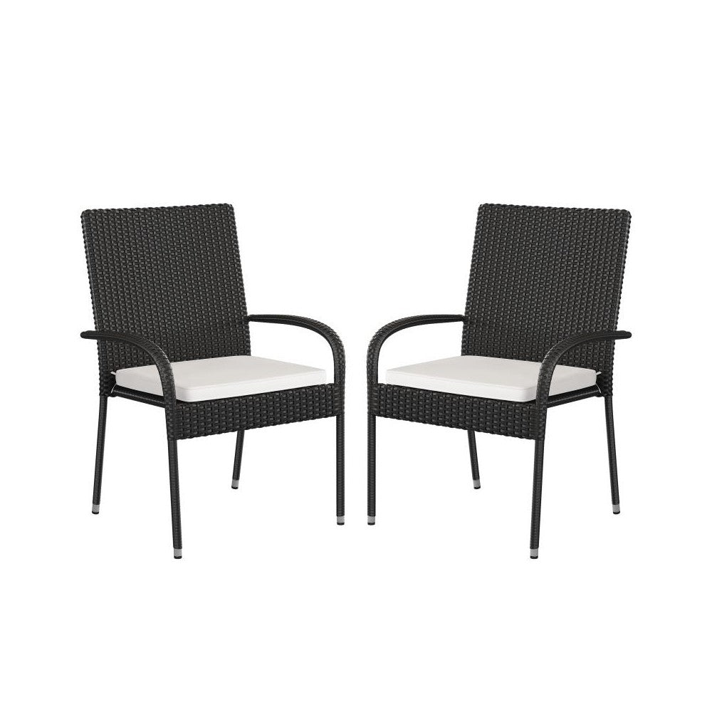 Flash Furniture Maxim 2PK Black Patio Chair 2-TW-3WBE073-CU01CR-BK-GG