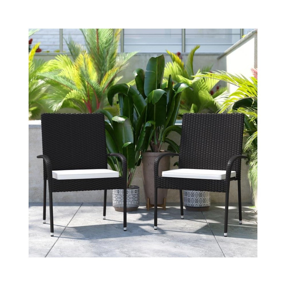 Flash Furniture Maxim 2PK Black Patio Chair 2-TW-3WBE073-CU01CR-BK-GG