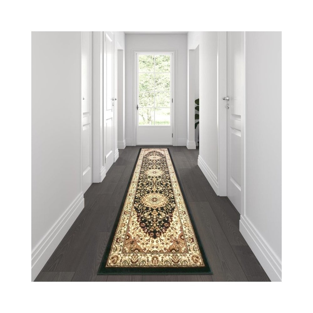 Flash Furniture Mersin Collection Black 3x10 Persian Area Rug NR-RG9-310-BK-GG