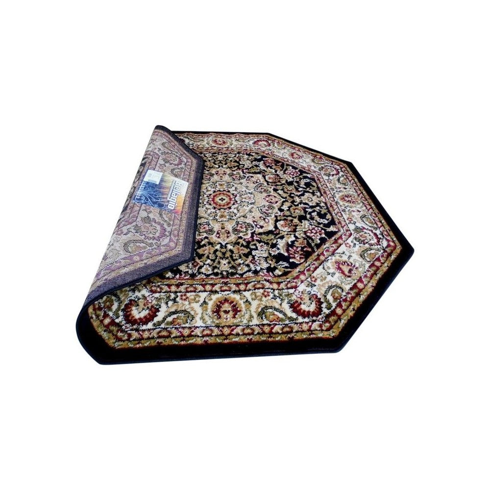 Flash Furniture Mersin Collection Black 5x5 Persian Area Rug NR-RGB401-55O-BK-GG