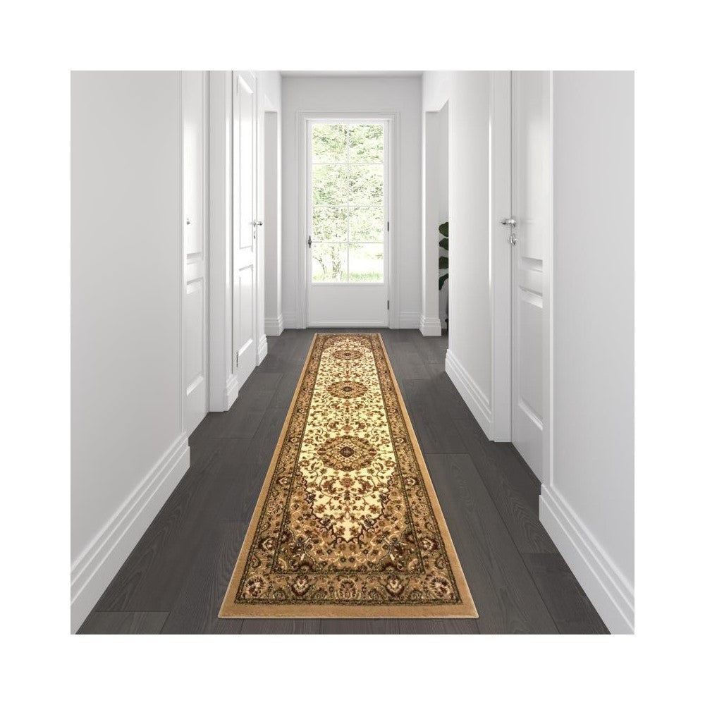 Flash Furniture Mersin Collection Ivory 3x10 Persian Area Rug NR-RG8-310-IV-GG