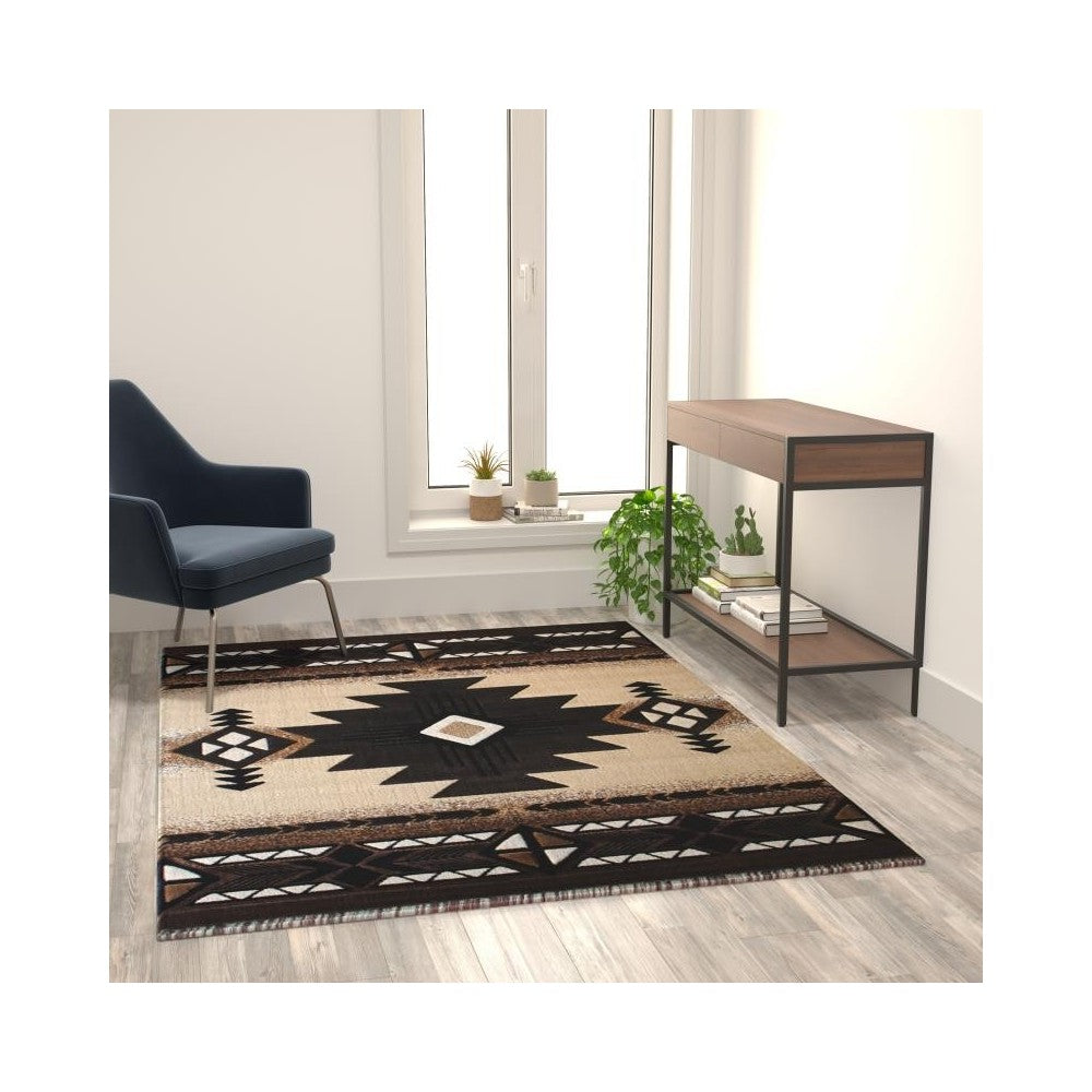 Flash Furniture Mohave Collection 5x7 Rustic Brown Area Rug ACD-RGELYF-57-BN-GG