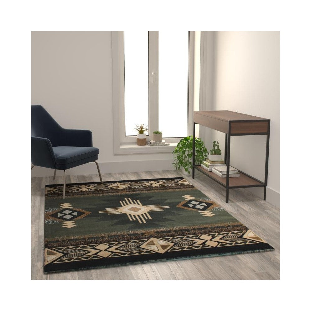 Flash Furniture Mohave Collection 5x7 Rustic Sage Area Rug ACD-RG2-57-SG-GG