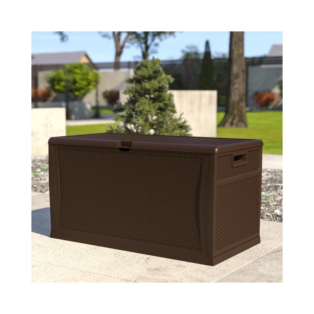 Flash Furniture Nobu Brown 120 Gal Plastic Deck Box QT-KTL-4023BRN-GG