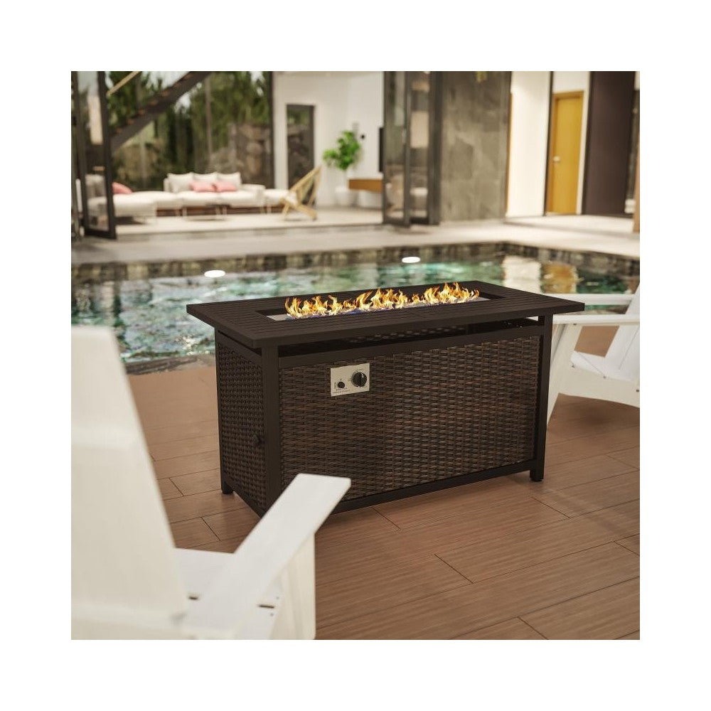 Flash Furniture Olympia Black/Espresso 45" Fire Table YO-GYM81008-BK-GG