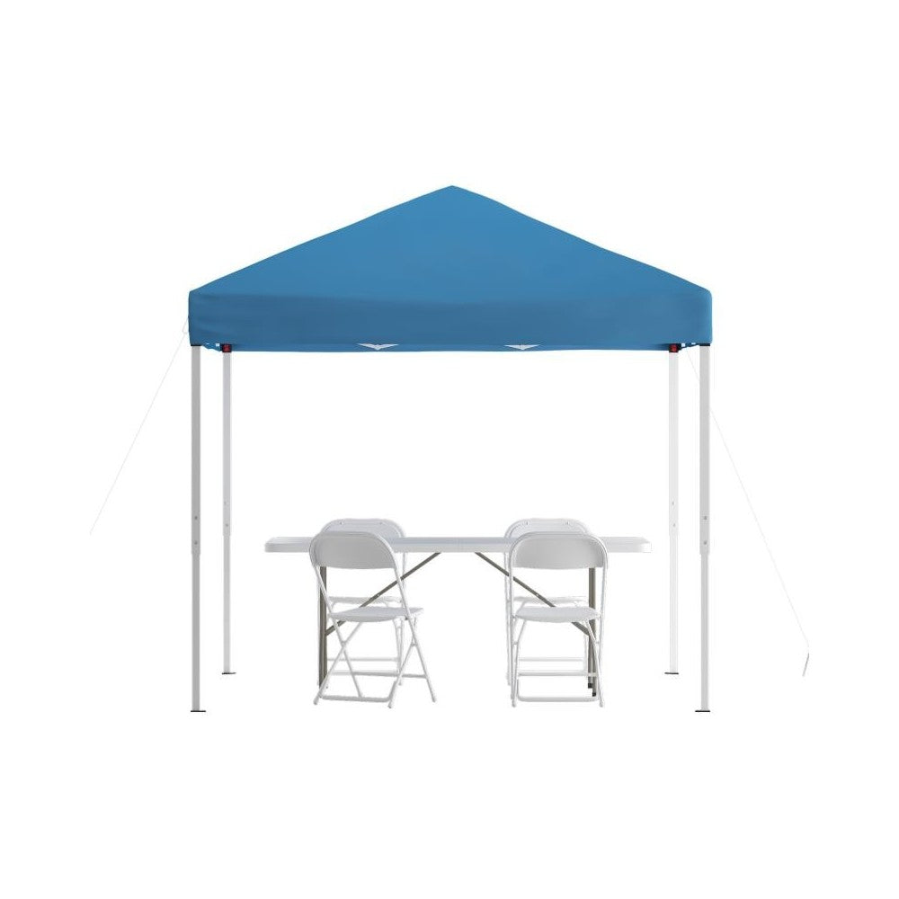 Flash Furniture Otis Canopy Tent,Table & 4 Chair JJ-GZ88183Z-4LEL3-BLWH-GG