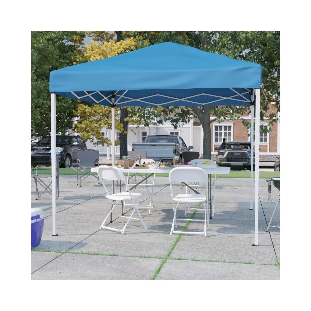 Flash Furniture Otis Canopy Tent,Table & 4 Chair JJ-GZ88183Z-4LEL3-BLWH-GG