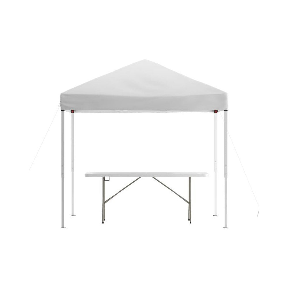 Flash Furniture Otis White Canopy & Folding Table JJ-GZ88183Z-WH-GG