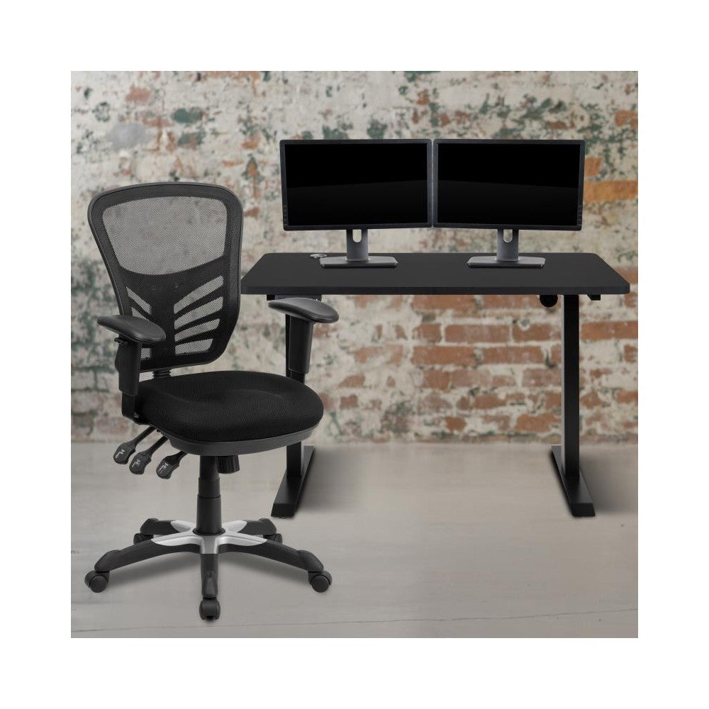 Flash Furniture Park Black Standing Desk & Chair BLN-20460001-BK-GG