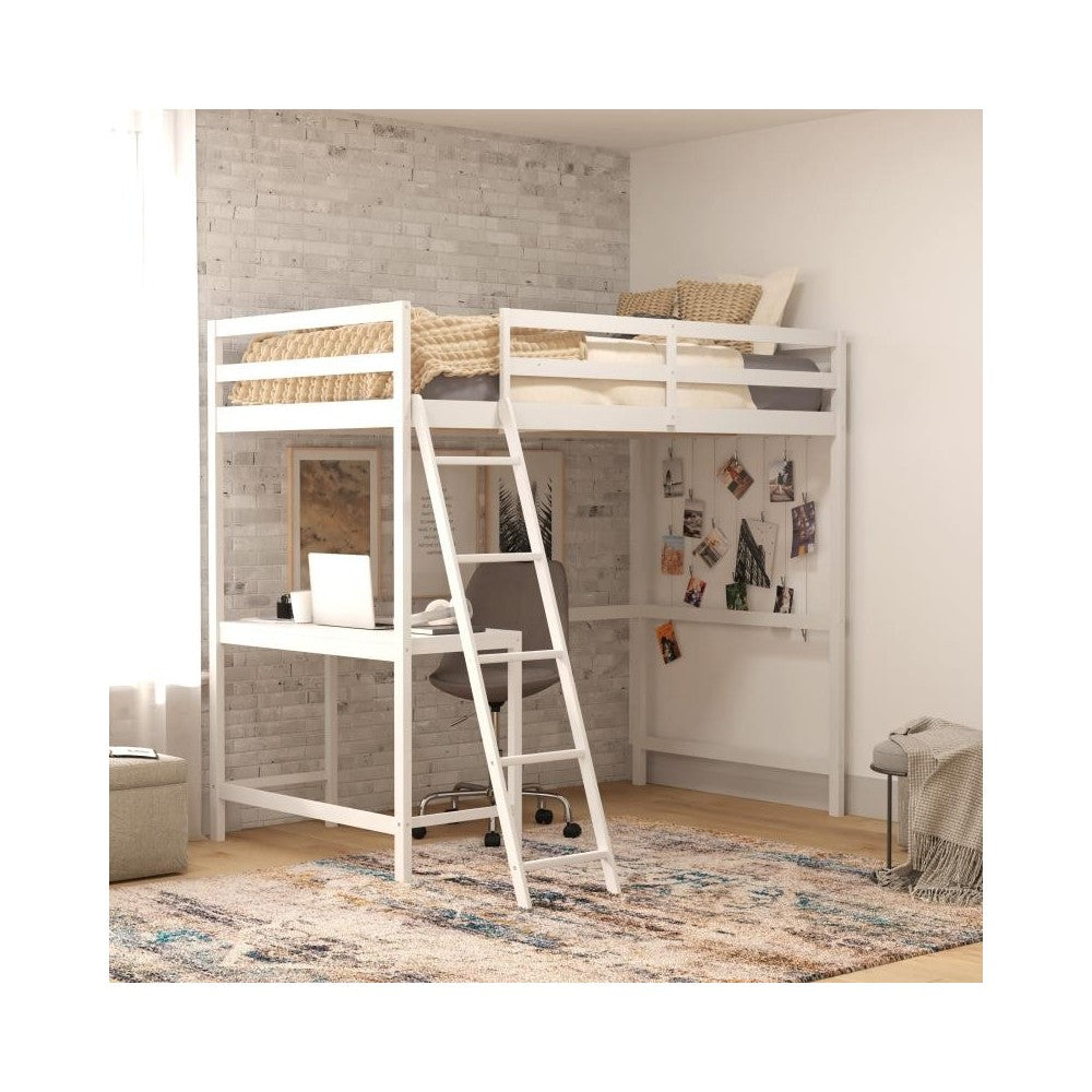 Flash Furniture Riley White Twin Loft Bed Frame MH-LBD5-WH-T-GG