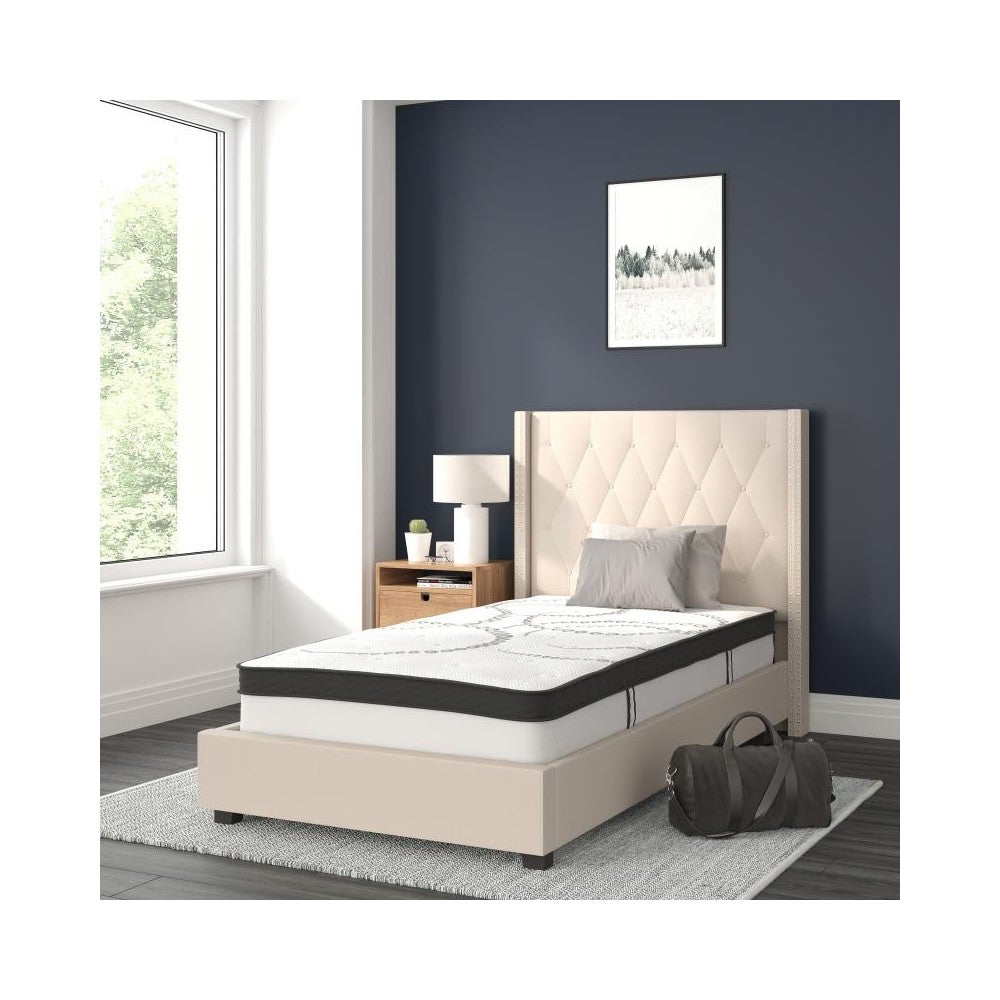 Flash Furniture Riverdale Twin Platform Bed Set-Beige HG-BM10-33-GG
