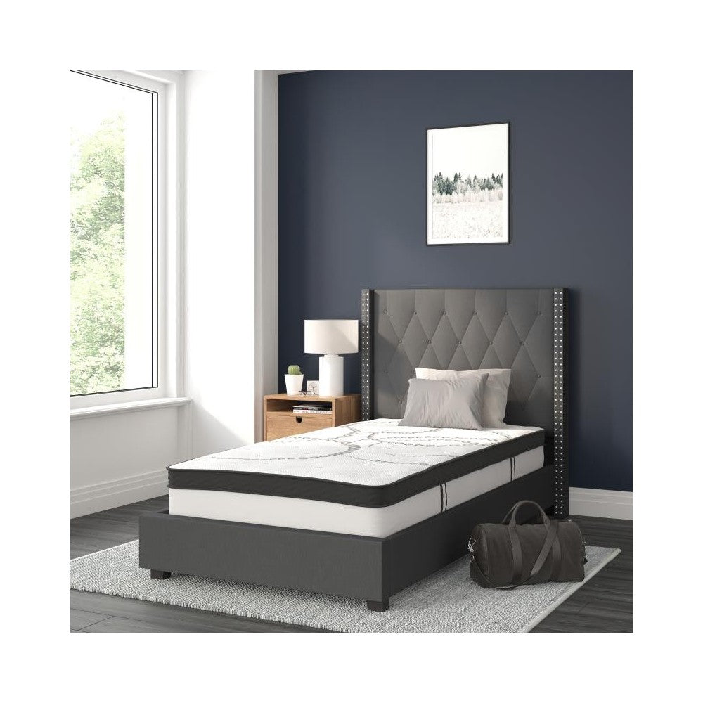 Flash Furniture Riverdale Twin Platform Bed Set-Gray HG-BM10-45-GG