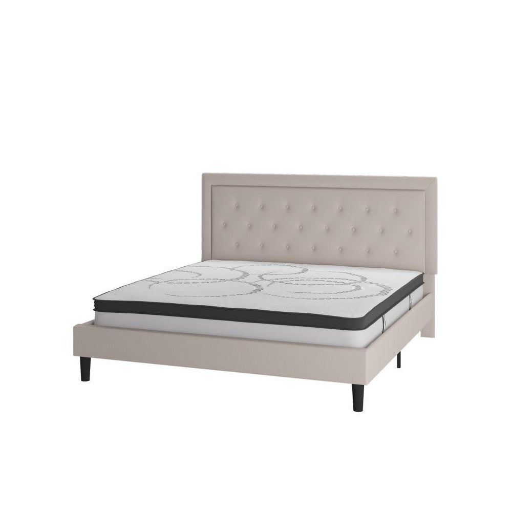 Flash Furniture Roxbury King Platform Bed Set-Beige SL-BM10-20-GG